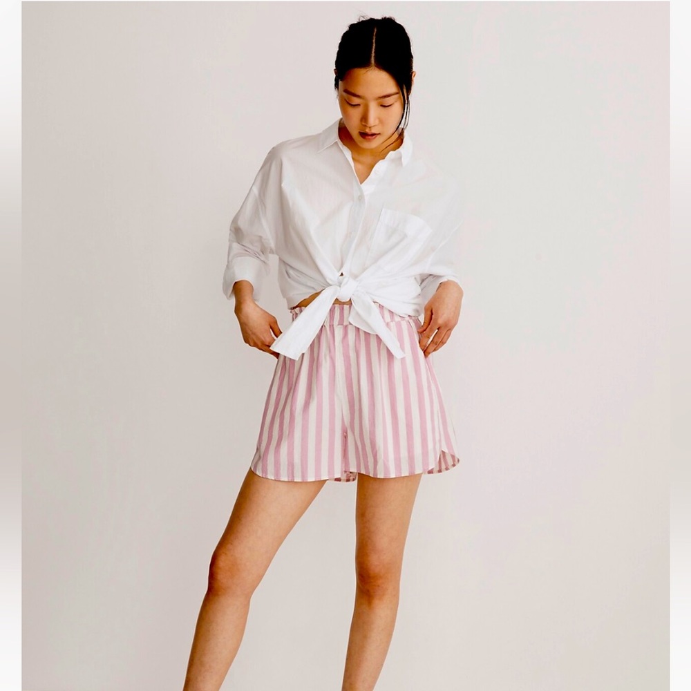 Madewell Pull on striped poplin shorts